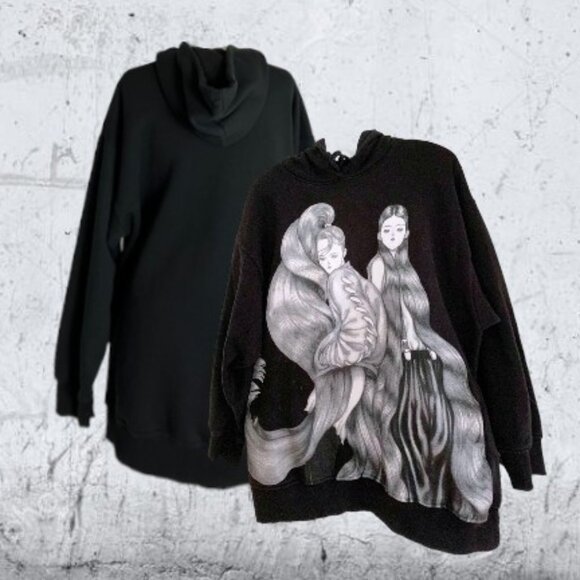 😉🖤HAVING SOME FUN! Cute ZARA Graphic Image Sweatshirt Hoodie in Black & White - Picture 4 of 9